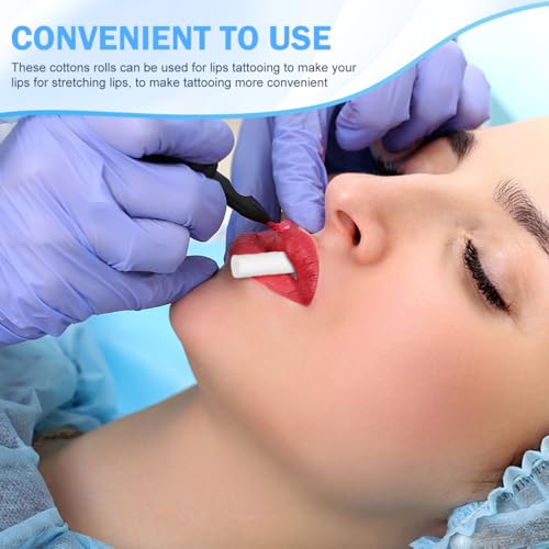 Healvian Tattoo Cotton for Lips, Mouth Bleeding Plug, Practical Cotton Rolls for Dentistry, Highly Absorbent, Safe and Lightweight