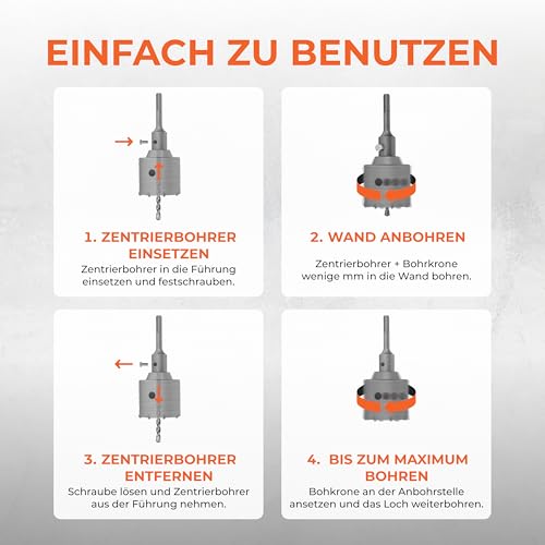 BAUBECK Drill Bit 68 mm, SDS Plus for Concrete and Stone, M22 Can Drill, Masonry SDS-Plus Core Hole Drill, Socket Drill, Crown Drill Bit, Socket Drill Bit, SSD Sockets Drill Bit, Hollow Drill Bit SDS Plus Bohrkrone