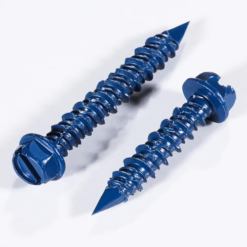 Wensilon(30 PCS) 1/4" * 6" Slotted Hex Concrete Screws Anchor Blue Hexagon Head for Anchoring to Masonry, Block or Brick Stucco 1/4" * 6" 30