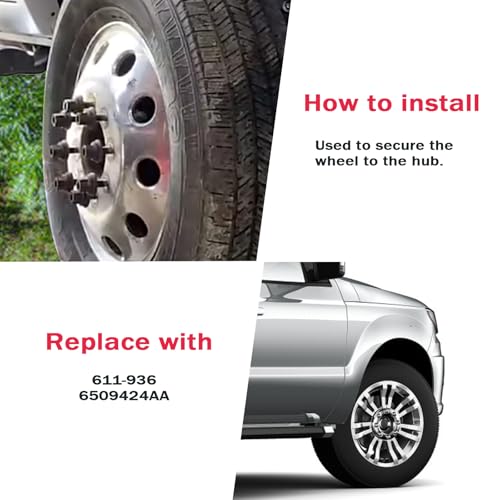 6509424AA Wheel Lug Nuts M14x1.5 Lug Nuts Compatible for Dodge Ram 3500 4000 4500 5500 2012-2022, 22mm Hex, 28.5mm Length Replace with 611-936 - 10 Pack