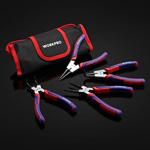 WORKPRO 4-Piece Snap Ring Pliers Set with Storage Pouch