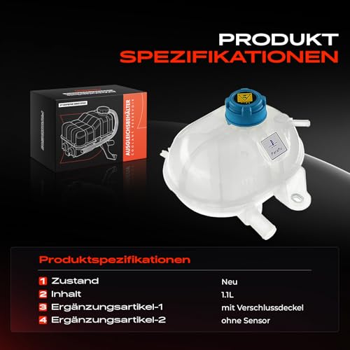 Frankberg 51956876 Coolant Expansion Tank with Lid | Compatible with 169, 500 C 312_, KA RU8, 500 C 312, 500 312_