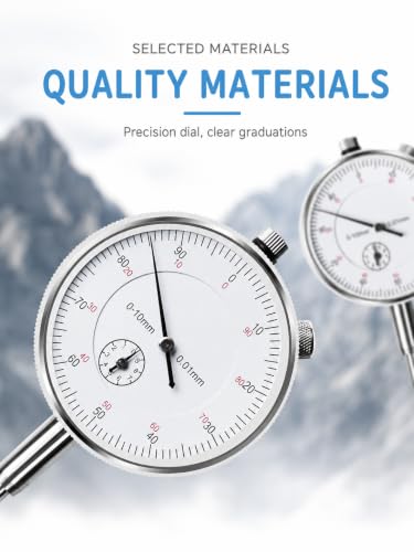 Dial Gauge 0-10 mm, 0.01 mm Accuracy Metric Dial Indicators, Analogue Dial Gauge for Machinists, High Precision Instrument Tool