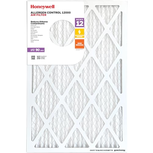 Honeywell 16x25x1 MERV 12 Electrostatic Pleated HVAC AC Furnace Air Filter (4-Pack) | Replacement Filter for Home Use | Made in USA 16x25x1 (4 Pack)