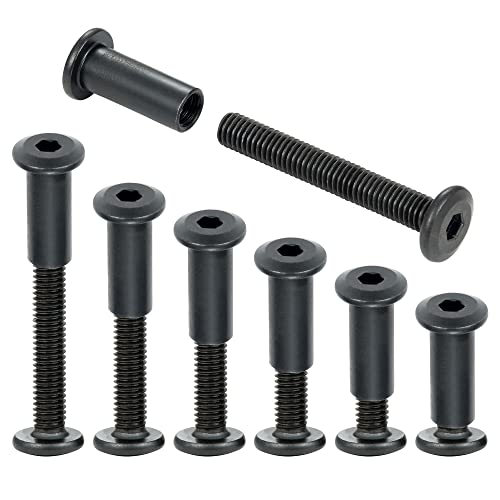 100 Sets Black M6 Furniture Connector Bolts 6 Size Binding Screws for Wood 100 Set M6x20/25/30/35/40/50mm-Black