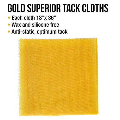 Dura-Gold Premium 5" Gold Sanding Discs - 320 Grit (Box of 50) & Dura-Gold - Pure Gold Superior Tack Cloths - Tack Rags (Box of 12)