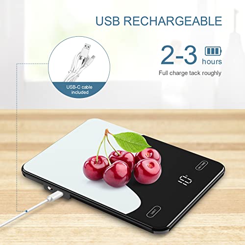 Digital Food Scale Rechargeable, 22lb/10kg Smart Kitchen Scales for Weight Loss, 1g/0.1oz Smart Food Scale with Nutrition Calculator APP, Kitchen Baking Mini Digital Scale