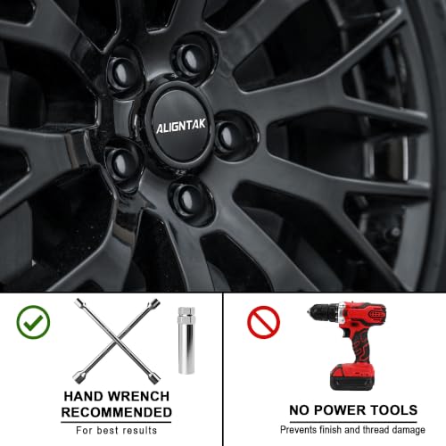 20PCS M12x1.5 6 Spline Lug Nuts, Black Closed End, 36mm Tall, 20mm OD, 60 Degree Conical Seat, Socket Key, for Select Accord Civic CR-V Impala Malibu Escape Aftermarket Wheels 20