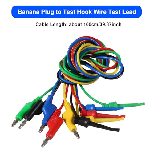 UMLIFE 10PCS Multimeter Test Lead Set Stackable Banana Plug to Test Hook Wire Cable Kit with Protective, Flexible Wire Leads 3.3Ft/1M