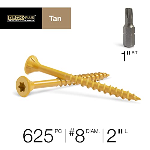 Deck Plus Wood Screws #8 x 2 and #10 x 2.5, Tan, 10lb Box