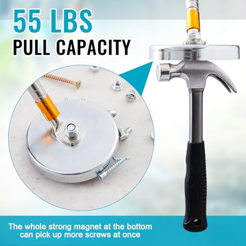 2 Pack 16"-60" Telescoping Magnetic Pickup Tool, 50 lb Pull Capacity, Extendable Magnetic Sweeper for Picking Up Nails, Screws and Metal Debris 2 16"-60"