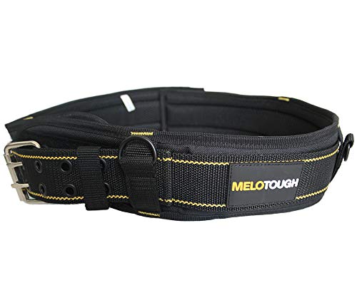 MELOTOUGH 1pcs Tool Belt Suspenders Construction Bag Suspenders Heavy Duty Padded Work belt Suspenders +1pcs Padded Tool Belt with D ring for men construction Strong Durable Double Metal Roller Buckl