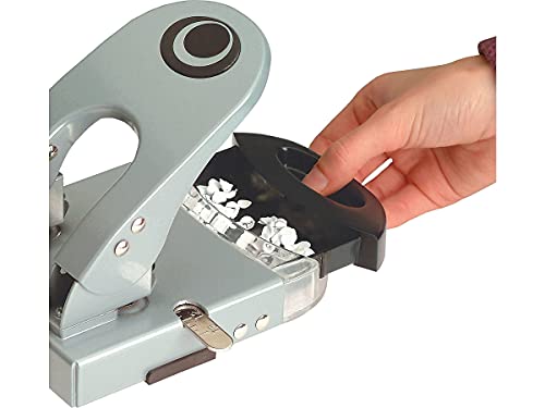 Officemate Deluxe 2-Hole Punch with Chip Drawer, 50 Sheet Capacity, Silver/Navy (90101)