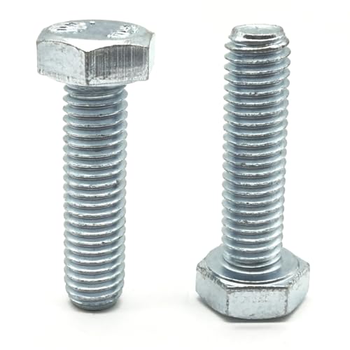 (25 Pieces) M12-1.75x30 MM Class 10.9 Hex Head Cap Screws Bolts Metric Grade UNC Coarse Full Threads Zinc Clear 25