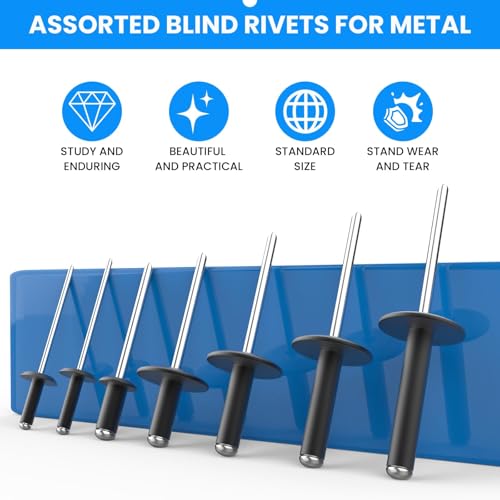 SDTC Tech 250pcs Black Pop Rivets Assortment Kit