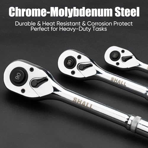 SHALL 3-Piece Ratchet Set, 90-Tooth Quick-Release Ratchet Wrench 3 Pieces Ratchet Wrench Set