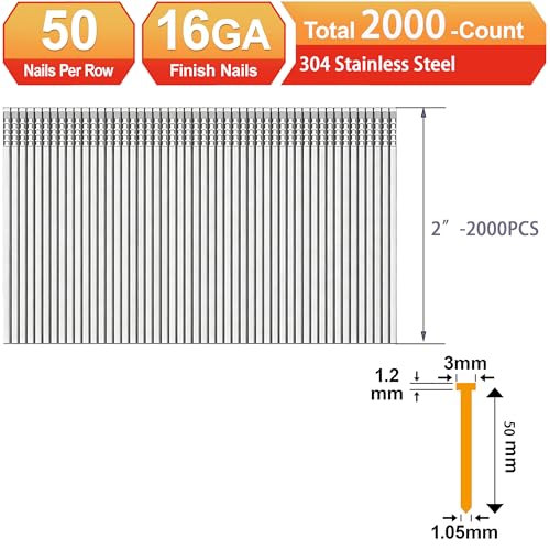16 Gauge 304 Stainless Steel Finish Nails, 2": 2000PCS 2"---2000pcs