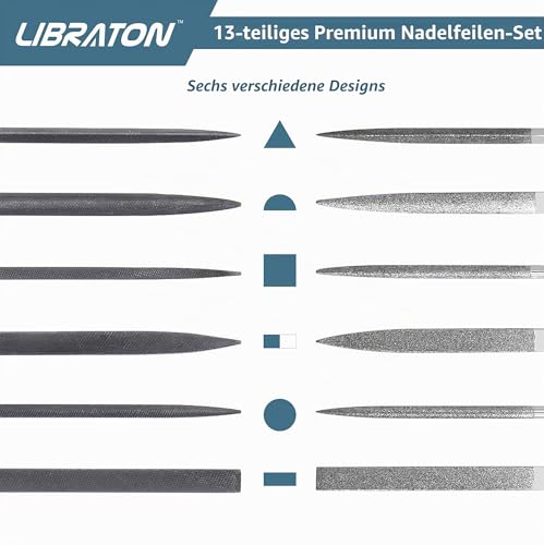 Libraton 13-Piece Key File, File Set, Needle Files, Mini File Set | File set wood, metal and 3D printing, needle files set metal, mini file set, file for workshop, DIY needle files-13 pieces