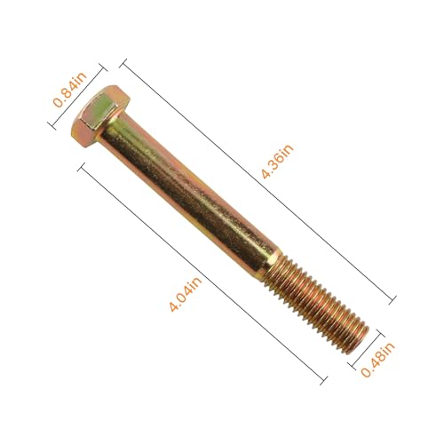 1/2-13 x 4 Grade 8 Hex Cap Coarse Large Bolts, Steel Hex Bolts for Construction, Home Improvement - 10 Pcs
