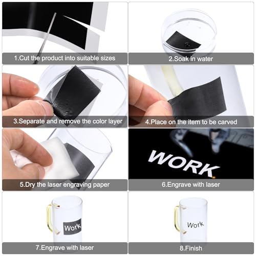 PATIKIL 15.3x10.4 Inch Laser Engraving Paper, 2 Pcs Laser Engraving Marking Color Paper for Fiber Laser Marking and Engraving on Metal Ceramics Glass, Black