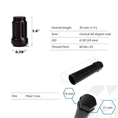 dynofit 16pc+2keys ATV M10x1.25 Lug Nuts for Aftermarket Wheels/Rim(Bundle)