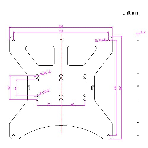 Modular Y Carriage Plate Upgrade for 2040V Aluminum Profile for CR-10 3D Printer (260mm) 260mm