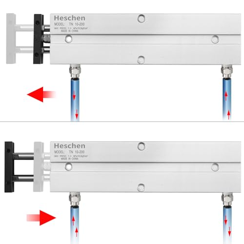 Heschen Double-Acting Pneumatic Air Cylinder, TN10-200, Bore 10mm, Double-Rod Aluminum, with Magnet,for The Automatic Equipment (Stroke:200mm) Stroke:200mm