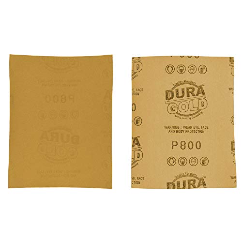 Dura-Gold Premium 1/4 Sheet Gold Sandpaper Sheets, 800 Grit (Box of 400)
