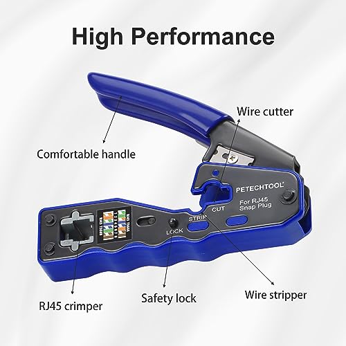 RJ45 Crimp Tool Pass Through Ethernet Crimper for Cat6 Cat5e Cat6a Connectors Cat6 Crimping Tool Kit