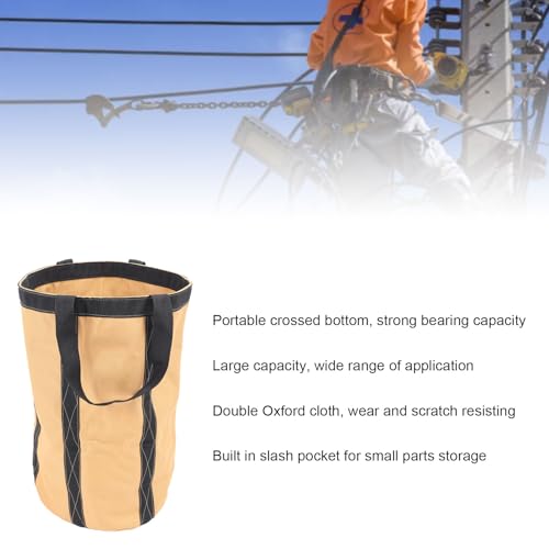Luqeeg Tool Bucket Bag, Heavy Duty Tool Organizer, Portable Electrician Storage Organizer, 30kg Capacity Oxford Fabric 50 X 30cm for Garden Construction Carpenter Electrician