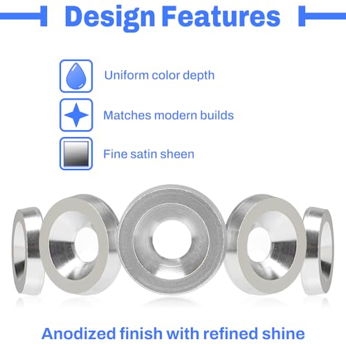 Fender Flare Hardware Kit M6 Flat Silver Aluminum Washer S.S Bolt 20 Pcs Silver Washer-Silver Bolt