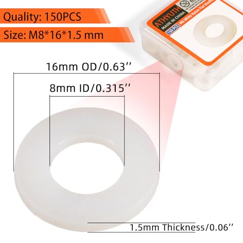 720PCS Nylon Flat Washers Assortment Kit &200PCS M6 White Nylon Washer kit & 150PCS M8 White Nylon Washer kit