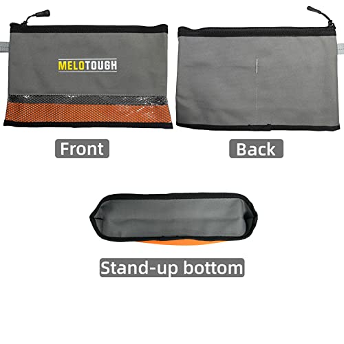 MELOTOUGH Multi Small Tool Pouch Small Tool Bag Zipper Bag Zipper Pouches + Waterproof Material 12 inch Zipper Tool Pouch 2 Pack, Multipurpose Tool Bag Carry Case For Small Tools - Storage Pouches