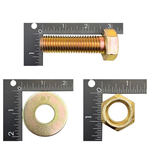 3/4"-10 x 2-1/2" Grade 8 Bolts (4-Pack) – Heavy-Duty Hex Bolts Includes USS Flat Washers & All Metal Prevailing Torque Lock Nuts – High-Strength SAE J429 2.5" Coarse Thread Yellow Zinc Bolts, All-Metal Lock Nuts 4