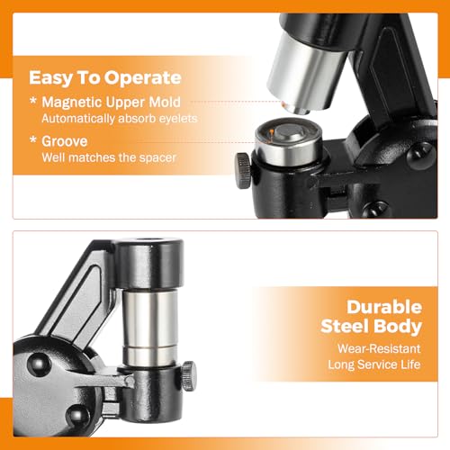 BEAMNOVA 5.5mm 8mm 10mm Heavy Duty Grommet Tool Kit, 900 Supplies Black 5.5mm, 8mm & 10mm (3/16, 5/16 & 3/8 inch)