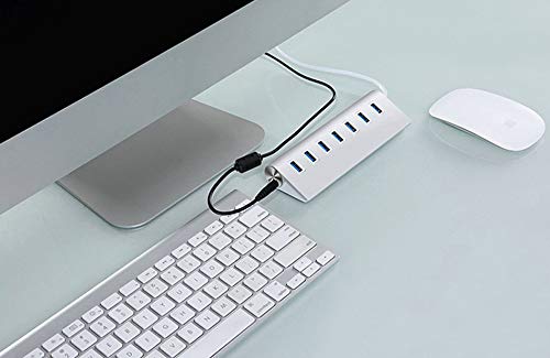 USB Hub,Aluminum 7-Port Compact Portable Super Speed USB 3.0 Data Hub for iMac MacBook PC Laptop