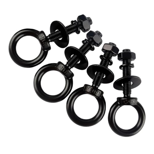 1/2" x 1-1/4" Black Stainless Steel Eye Bolts with Nut Washer, M12X30mm Eyebolts for Swing Chair, Hammock At Garden and Balcony Hanging String Lights 1/2" x 1-1/4" Black