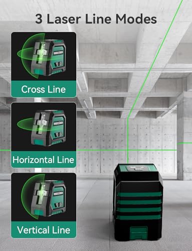 RockSeed Dual Modules Line Laser with 47 inch Iron Tripod, Self Leveling Laser Level, Horizontal and 150° Vertical Green Beam, 2 AA Batteries, Carrying Bag, for Home Decoration/DIY/Construction Site