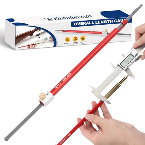 Reloading Combo – Overall Length Gauge Straight & Bullet Comparator Kit with 14 Inserts (.17–.45 Cal), Durable Aluminum Reloading Tools for Seating Depth and Cartridge Measurement