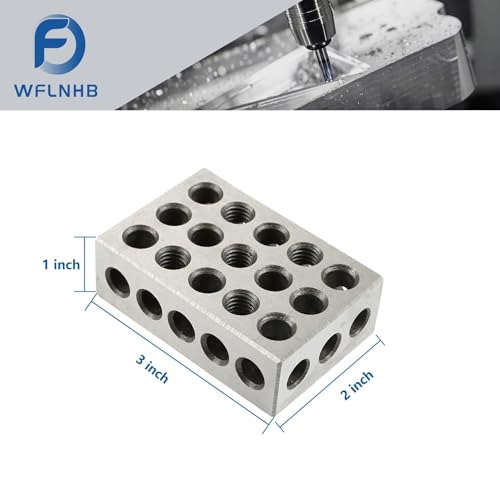 WFLNHB 1 x 2 x 3 Inch Blocks Hardened Steel Set 23 Holes 0.0001 Accuracy with Screws Hex Key Plastic Case