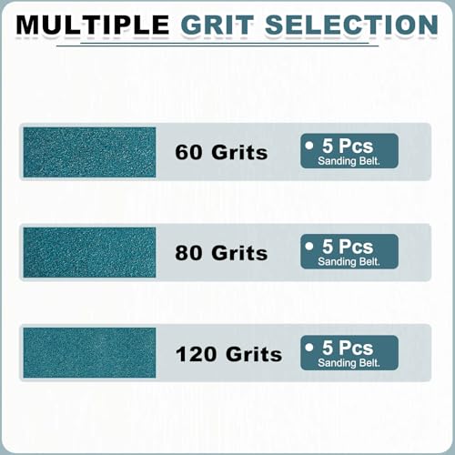 HARFINGTON 3-1/2 x 15-1/2 Inch Sanding Belts, 15 Pcs 60/80/120 Grit Zirconia Abrasive Belt Sander File Belt for Woodworking, Metal Polishing, Knife Sharpener 3-1/2 x 15-1/2 Inch(60/80/120 Grits) Green(zirconia)