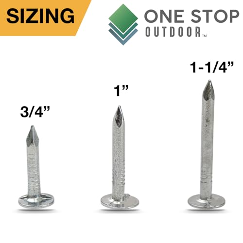 (500 Pack) 1-1/4-Inch Galvanized Roofing Nails Professional Grade - Used to fasten roofing felt, asphalt singles & insulation board (500) 500