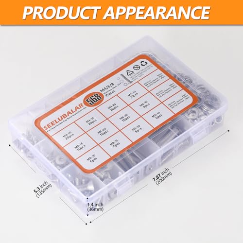 568 Pcs M4 M6 M8 Flat Head Socket Cap Screws Countersunk Bolts M4/M6/M8 - 10/16/20/25//30/40mm