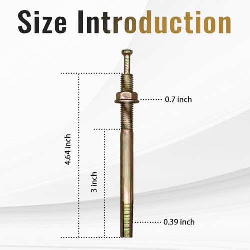 Hammer Drive Pin Anchor,3/8"x4-5/8” Strike Anchor for Cement,20Pcs 3/8"x4-5/8"