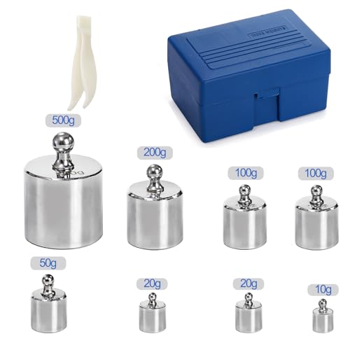 Bekith 8PCS 1000g Calibration Weights, Gram Precision Steel Scale Calibration Weight Kit Set 10g 20g 50g 100g 200g 500g, Calibration Weight with Tweezers for Digital Scale Balance, Lab Scale