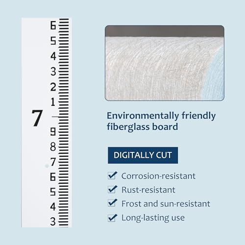 Depth Gauge, Water Level Gauge (Hundredths, Tenths, Teet), Heavy-Duty Ruler-Style Water Level Indicator, All-Weather Water Level Tool, Rust-Resistant, with Pre-Drilled Holes (4-8 Feet) 4-8 Feet