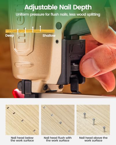 meite F50C Pneumatic Brad Nailer Kit Includes 2,000 Pcs 18 Gauge Stainless Steel Brad Nails 1-1/2", Ideal for Trim Work Furniture Building & DIY Projects