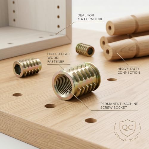 245PCS Threaded Inserts for Wood, Carbon Steel Furniture Nut Kit