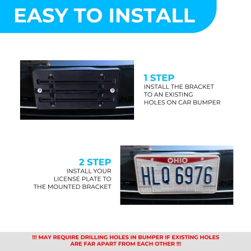 Front Bumper License Plate Bracket for GMC 2000-2025, Plate Holder Set w 6 Unique Screw Bolts & Wrench Kit, License Tag Mounting Kit, Quality Plate Holders, Premium Car & Truck Accessories