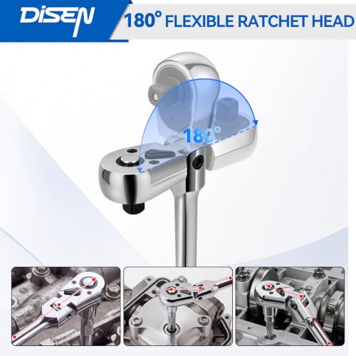 DISEN 6 Piece Flex-Head Ratchet Wrench Set with EVA Storage Case 72t Flex-head Ratchet 6pcs